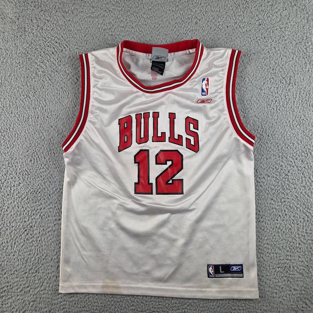 Vintage Kirk Hinrich Chicago Bulls #12 Jersey Youth Large (14/16)‎ White Reebok